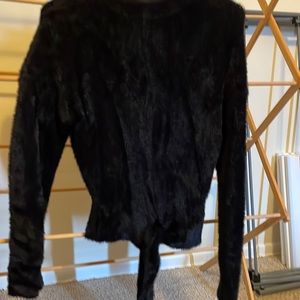 Express XS fuzzy sweater with lower waist tie